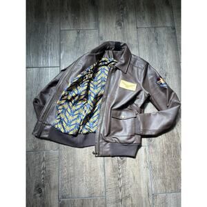 Captain‎ Marvel Her Universe Size Small Brown Faux Leather Bomber Jacket